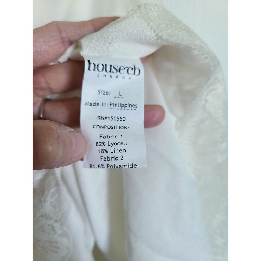 HOUSE OF CB Kaia Lace Trim Fit & Flare Mini Dress Ivory Size Large - Picture 9 of 9